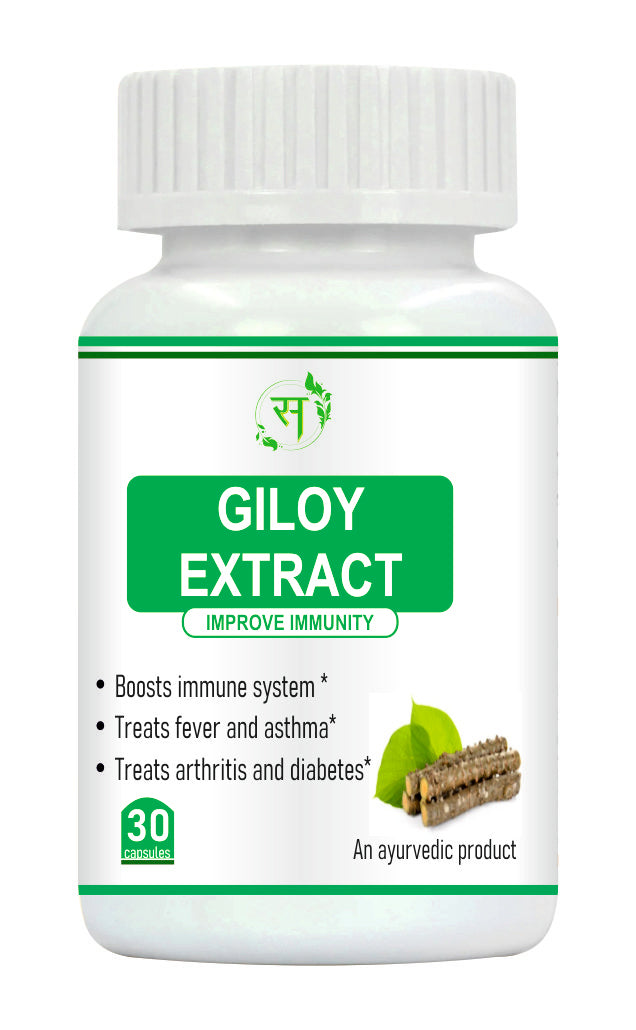 Organic  Giloy Capsules (Guduchi), Natural Giloy Extract, Antioxidant Properties, Antipyretic Immunity Booster, Health and Wellness with 2X Immunity - 30 Veg Capsules