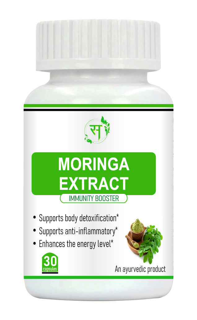 Organic Moringa Leaf Extract Capsules, Drumstick Leaf 30 Capsules , 500mg each | 100% Organic