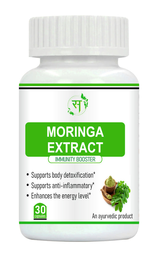 Organic Moringa Leaf Extract Capsules, Drumstick Leaf 30 Capsules , 500mg each | 100% Organic