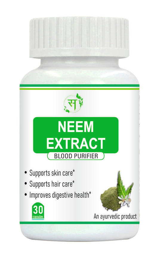 Organic  Neem Extract 30 Capsules  | Healthy Skin & Hair | Natural Extracts Of Neem | Helps In Purification of Blood Boosting, Liver Health, Healthy Sugar Levels (Pack of 1)