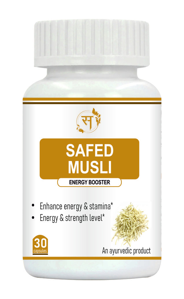 ORGANIC  Safed Musli Extract Capsules 500 mg | Improves Strength, Performance & Vitality, Manage Stress & Anxiety | 30 Capsules